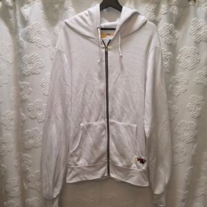 Aviator Nation White‎ Lightning Bolt Zip Up Hoodie XXL Mens Made in USA Retro